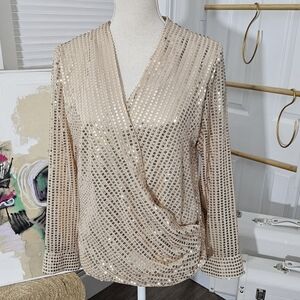 ZARA SEQUIN WRAP BLOUSE💛